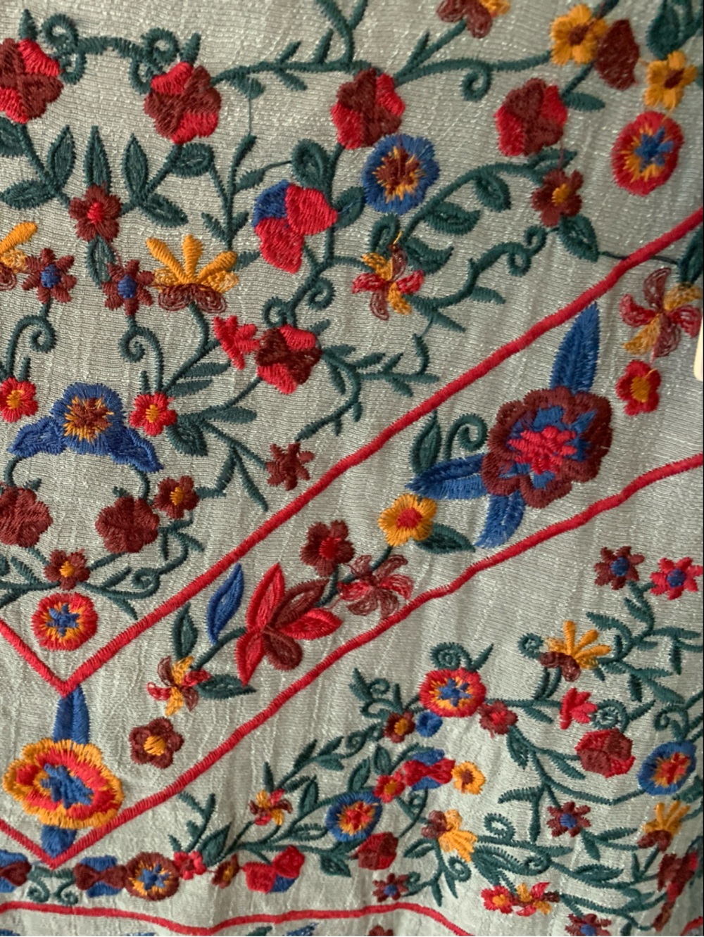 Boho Embroidered Light Blue Women’s Dress - Picture 3 of 5